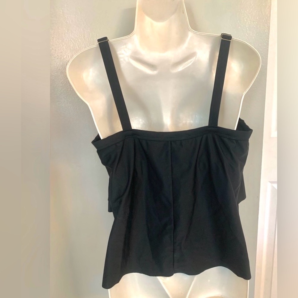 Smart & Sexy Women’s L Large 12-14 Black Ruffle Tiered Swim Tankini Top EUC - Picture 4 of 7